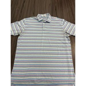 Peter Millar Summer Comfort Polo Shirt Large Blue Multicolor Stripe Golf Mens